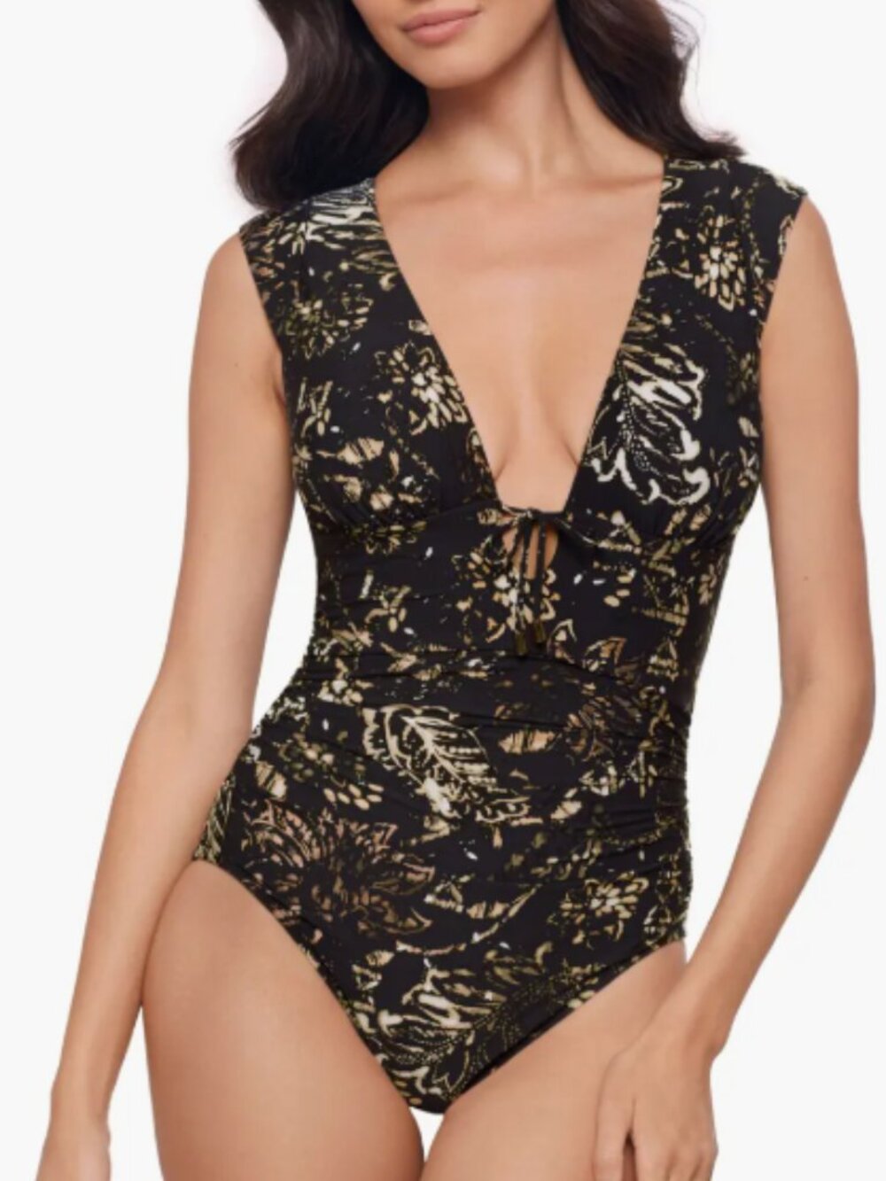Magicsuit Balinese Dash Open Back One Piece Swimsuit – Size 12 – Black Multi NWT